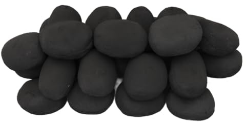 Large Black Gas Fire Pebbles - UK Made, Suitable for Gas & LPG Living Flame Fires - Replacement Black Ceramic Pebbles
