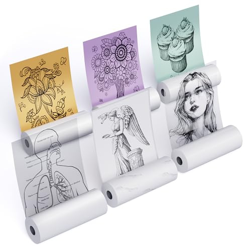 Phomemo M02 papier autocollant, 50mmx3,5m, 6 rouleaux | Papier Thermique Autocollant pour M02/M02 Pro/M04S mini imprimante, Papier Thermique pour Photo, Textes, Journal, Notes
