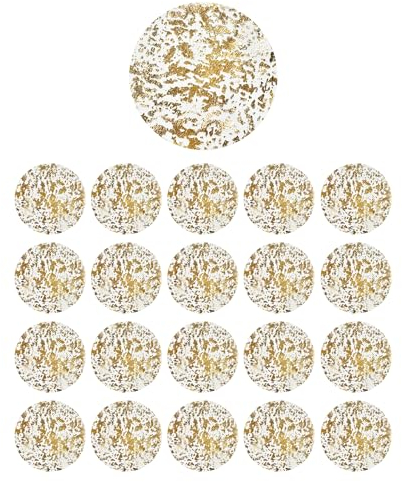 ZBHDEYG Juego de 20 manteles individuales dorados redondos de lámina dorada, manteles individuales brillantes de malla, accesorios para bodas y fiestas de cumpleaños