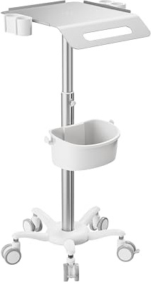 Mount Plus MB-C14 Medical Mobile Trolley with Wheels 33.1-45.3 Height Adjustable Steel Dental Cart Rolling Ultrasound Lab Cart with 16.3× 15.1 Large Tabletop | Scanner Holders