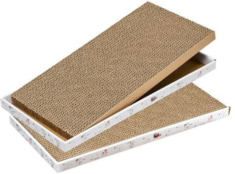Griffoir en carton pour chat avec boîte en carton ondulé durable, canapé-lit réversible avec herbe à chat incluse pour chats d'intérieur, coussin à griffer, peut être assemblé, design double face