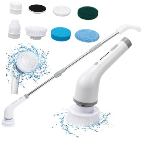 CONGARTENO Spazzola Elettrica Per Pulizia, Mocio Elettrico Con Manico Telescopico Rimovibile, Ideale Per Pavimenti Del Bagno, Veicoli e Aree Alte o Basse