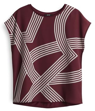 OPUS Damen Kurzarmshirt | SABETHI Print Regular Printshirt im Materialmix Cassis, 42