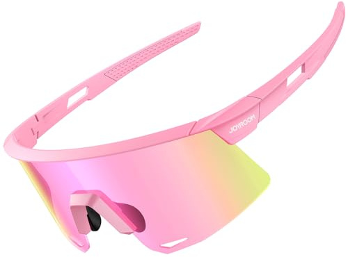 JOYROOM Snabba glasögon män cykelglasögon kvinnor [justerbar näsdyna] [anti-dim] solglasögon polariserade UV400-skydd sportglasögon av TR90 för cykel Ebike löpning, rosa