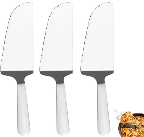 Maylatte uppsättning med 3 tårtspade rostfritt stål med reglage och tandad kant, tårtspade för att skära och servera kakor, tårtor och pizza