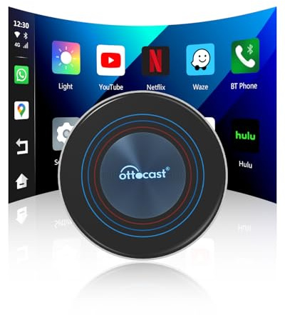 2026 Nueva Edición Ottocast I3 AI Box para BMW, Adaptador CarPlay Inalámbrico con Netflix/Youtube, Sistema Android 13,Caja de Entretenimiento para Coches con CarPlay Inalámbrico OEM(8GB+128GB)