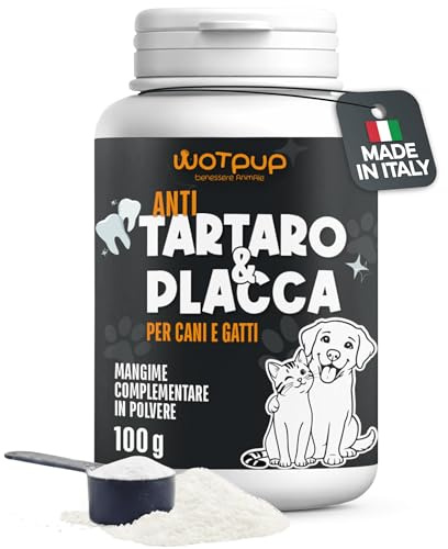 Pulizia Denti Cane e Gatto, Polvere Dentale Sciogli Tartaro e Placca | Dental Bright – Dentifricio Senza Spazzolino con Inulina, Menta, Pappa Reale e Salvia – 100g (50 Dosi), Made in Italy