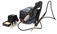 Velleman Multifunktionale 2-in-1- Lötstation mit Lötkolben & Heißluftpistole, mikroprozessorgesteuert, für SMD, Leiterplatten & Elektronikreparatur, 60 W Lötkolben (50-480 °C), 300 W Heißluftpistole