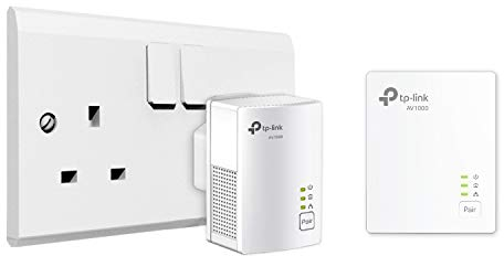 TP-Link 1-Port Gigabit Powerline Starter Kit, Data transfer speed Up To 1000 Mbps, Ideal for HD/3D/4K video streaming & Online Gaming(for Wired Only), No Configuration required (TL-PA7017 KIT)