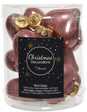 Christbaumschmuck Herzen Glas 4cm x 12 Stück Weihnachtskugeln Christbaumkugeln altrosa samtpink