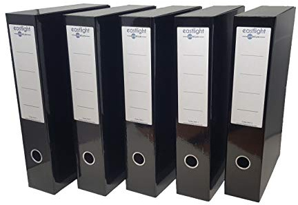 5 x Box File, Classic Eastlight, High Gloss Laminated Paper Foolscap Black