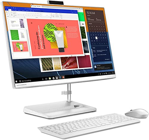 Lenovo IdeaCentre AIO 3 Desktop PC (Intel Core i3-1115G4 processor, 4 GB RAM, 256 GB SDD, Windows 10 Home 64) - All-in-One Computer, Wired Mouse and Keyboard (White)
