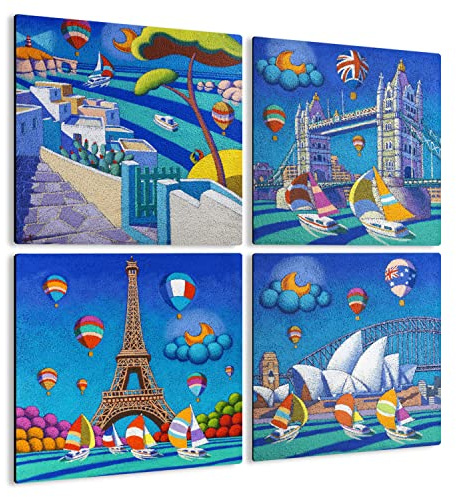 Giallobus - Quadri 4 Multi Pannello Art Board - Stefano Calisti - Le opere più Belle di Calisti - Raccolta 4 - Legno MDF - 29,7x29,7 - x 4 Pezzi