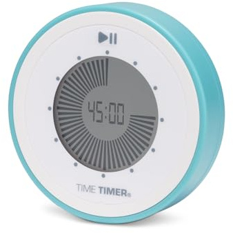 TIME TIMER Twist 90-Minuten-Digital-Countdown-Uhr – für das Lernen im Klassenzimmer für Kinder, Lernwerkzeug für die Heimschule, Schreibtischuhr für Lehrer, Übungs- und Küchentimer (Lake Day Blue), 8,4 x 2,1 x 8,4 cm