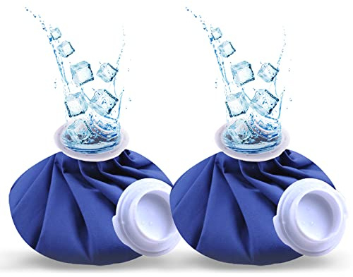 Ice Pack for Injuries Reusable 2Pcs, Ice Bags Hot Water Bag for Hot & Cold Therapy and Pain Relief, No-Leak Elastic Breathable Ice Bag, Size 9, Blue