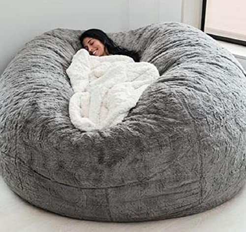 NIBHZ Plüsch-Sitzsack, ultraweich, Memory-Schaum, Bezug aus Mikroveloursleder, gefüllte Möbel und Zubehör für Schlafsaal, (nur Bezug, keine Füllung), grau, 135 x 65 cm