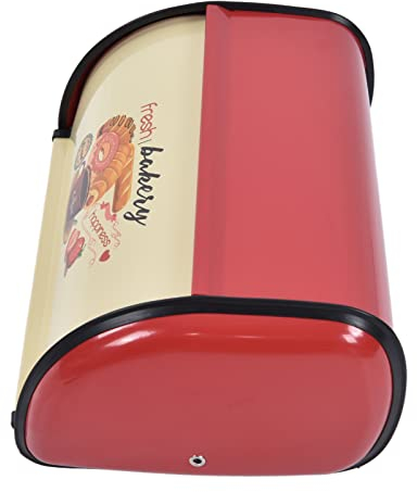 Qiilu Red Bread Box Bread Box for Kitchen Countertop Iron Powder Spray Metal Bread Box for Kitchen Countertop Large Capacity Bread Bin Holder Container with Roll Top Lid (Red), Qiilutd45m3hebg-11