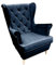 Ares Meble Ohrensessel XXL - Gemütlicher Tiefer Sessel für Wohnzimmer - Großer Retro Fernsehsessel - Relaxsessel XXL Samt - Bequemer Chesterfield Sessel Dunkelblau