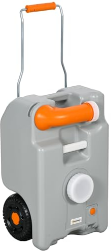 Outsunny 22 Liter Abwasser Rolltank Tragbarer Abwassertank Rolltank mit faltbarem Griff, Wassertank Camping Wasserkanister, Mehrzweckkanister, Grau