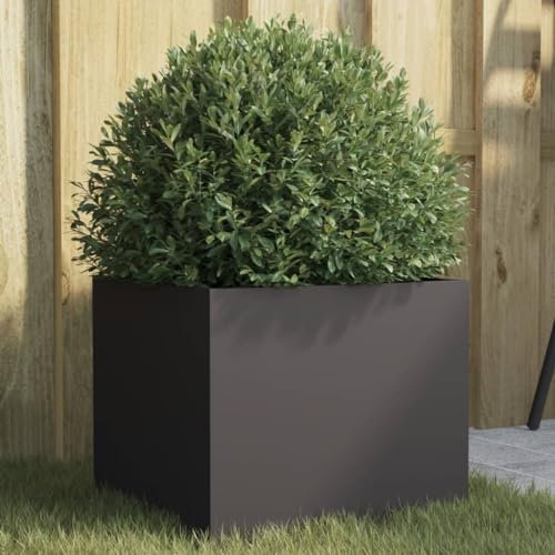ZEYUAN Jardinera de Acero Laminado en frío Negro 32x30x29 cm, Huerto Urbano Terraza, Jardineras Exterior, Jardineria Maceteros, Mesa De Cultivo, Huerto En Casa - 841535