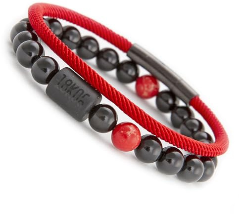 Pulseras hombre piedras naturales 8mm | Set 2 piezas (ónix + cuerda náutica) elásticas | Regalo elegante Día del Padre y eventos especiales | Ajustables, resistentes al agua y listas para regalo