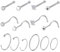 OQKAHIV 14 pcs Nasenpiercing, Nasenstecker Nasenpiercing Set, Nasenpiercing Chirurgenstahl Ringe, Nasenring Silber Dünnschmuck Nasen piercing Stecker Set Frauen Mädchen Männer, Nostril Schmuck Damen