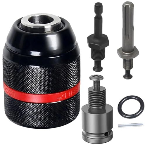 Multifunktionales 1,5–13 mm selbstspannendes Schnellspann-Bohrfutter mit 1/2-20UNF-Halterung, komplett mit 3/8-Zoll-SDS, Plus-Schaft, 1/4-Zoll-Sechskantschaft und 1/2-Zoll-Schlagschrauber-Adapter
