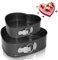 Jomdjmskes 2 Pcs Moldes Reposteria, Corazón Molde Tarta Desmontable, Molde Tarta con Capa Revestimiento Antiadherente Fondo, Molde Reposteria Bisagras, Liberación Rápida Clip-Clap, Negro