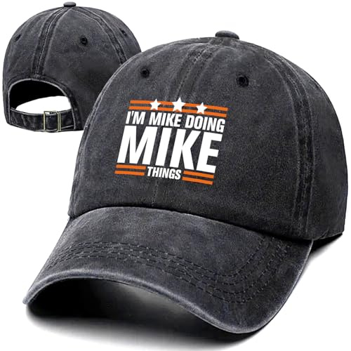 I'm Mike Doing Mike Things Lustige Retro Gewaschene Baumwolle Baseball Cap Verstellbare Leichte und Atmungsaktive Trucker Hat Outdoor Zubehör für Männer Opa Papa Ehemann Papa Geburtstag Schwarz
