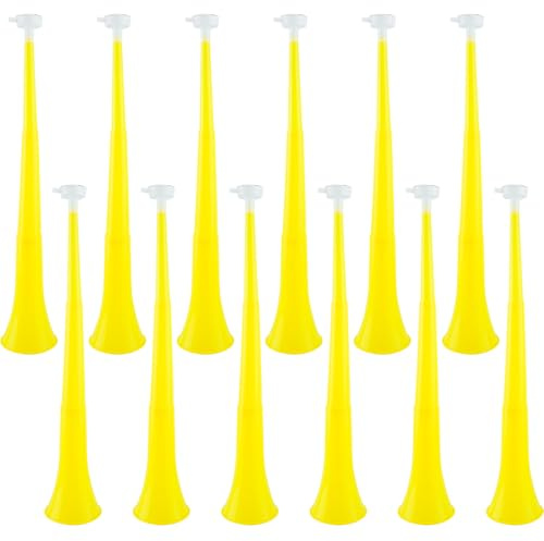 Hoarost 12 Pcs 23 Inch Collapsible Stadium Horn Vuvuzela Plastic Collapsible Cheering Trumpets Noisemakers Cheer Horn Blow Horn for Sporting Events Football Carnival Party Favors (Color set 6)