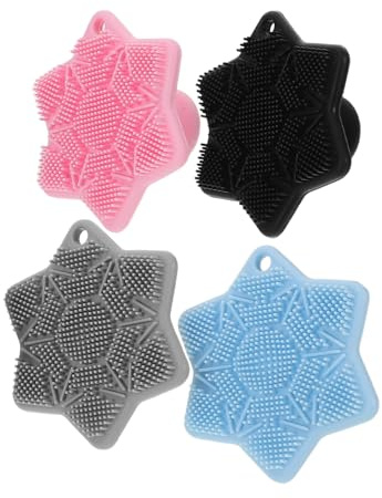 minkissy 4pcs Silicone Facial Cleansing Brush for Face Exfoliator Brush Soft Silicone Face Scrubber for Skin Care Massage and Skin Exfoliator Use Includes Black Gray Pink and Blue Colors