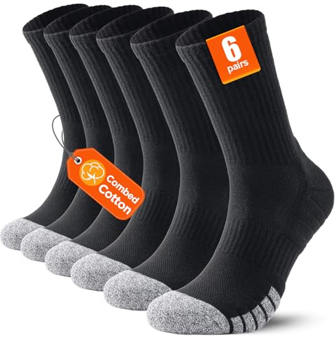 PULIOU Mens Socks,Thermal Warm Winter,for Work Hiking Walking Cycling,Wicking Cushion Casual Crew Outdoor,Unisex,Multipack of 6