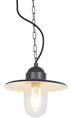 Qazqa kansas - Suspension - 1 lumière - H 900 mm - Gris foncé - Rustique - éclairage extérieur