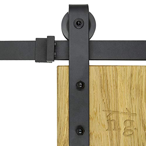 1x Natural Goods Berlin SCHIEBETÜRSYSTEM mehrere Modelle, Schwarz pulverbeschichtet, 2m, Scheunentor, Küchentür, Raumtrenner, Beschlag, Barn Door Hardware (Modell J 400, Schwarz)