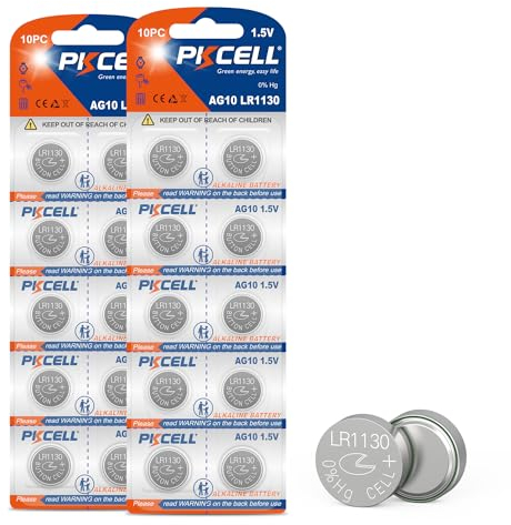 LR1130 AG10 Pilas de botón alcalinas 1,5V para música o audiolibros,Juguetes,Paquete de 20,PKCELL