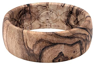 Groove Life Nomad Burled Walnut Silicone Ring Breathable Rubber Wedding Rings for Men, Lifetime Coverage, Unique Design, Comfort Fit Ring - Size 11