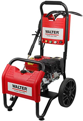 WALTER Benzin Hochdruckreiniger, Terrassenreinger, 250 bar, 7 PS Viertaktmotor, 208 CCM, inkl. Zubehör: 6m Hochdruckschlauch, 4m Ansaugschlauch, 5 Düsen, Vollgummiräder