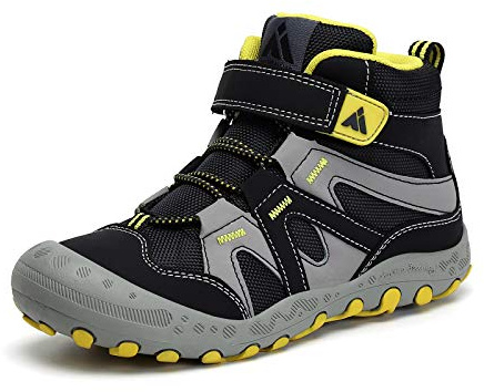 Mishansha Boys Girls Shoes Outdoor Hiking Waterproof Breathable Little Kids Ankle Sneaker Boots with Anti-Slip Rubber Sole Black 4 Big Kid