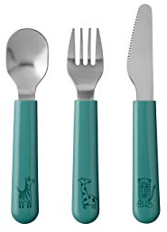 Mepal – Set di posate per bambini 3 pezzi – Deep turquoise – posate per bambini – set di posate per bambini con forchetta, coltello, cucchiaio per bambini – lavabile in lavastoviglie