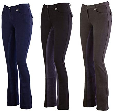 Lazura Damen Jodhpur Reithose Vollbesatz Comfort schwarz/dunkelgrau 44