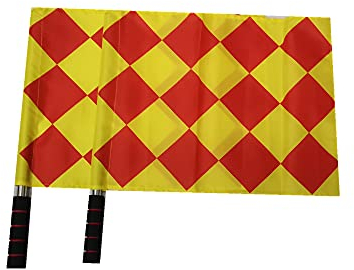 Stormflag 2pcs Sport Schiedsrichter Flaggen mit Metall Pole Foam Griff Fußball Hand Flaggen Rugby Linesman Schiedsrichter Assistant Equipments kleine Signalflagge für Sportwettbewerb(rot and gelb)