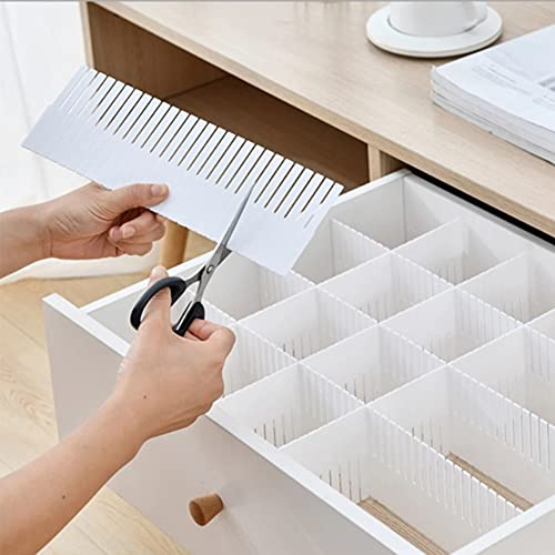 TOP-MAX 10 divisori per cassetti, 38 cm x 7 cm, in plastica regolabile per casa, per bagno, cucina, ufficio e camera da letto, colore: grigio