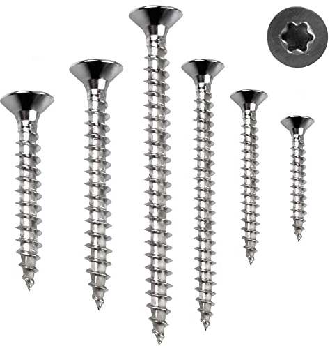 Spånskivskruvar Torx träskruvar rostfria skruvar VA V2A skruvsats spånskiva försänkta skruvar helgängade universalskruvar A2 4,5 x 70 mm 500 stycken TX20 Stahlia