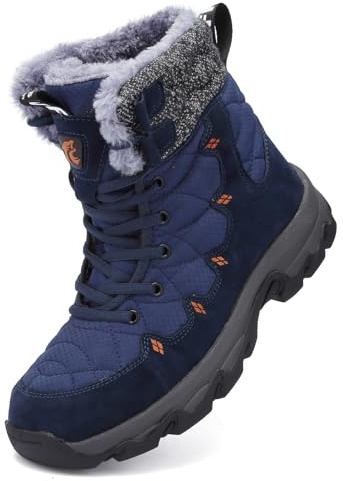 Unitysow Botte Homme Femme Hiver Fourrure Bottines de Neige Chaudes Chaussures Montantes Courte Bottines Mode de Neige avec Doublure Chaud Fourrure,Bleu,41 EU