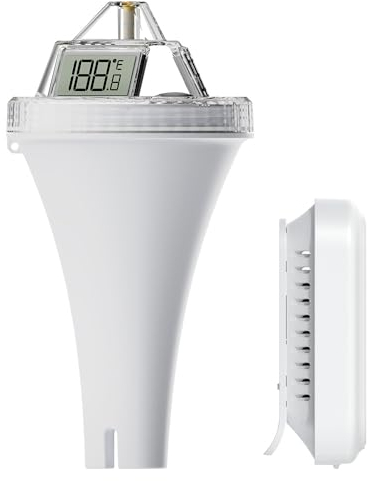 Termometro da piscina digitale galleggiante IP67, impermeabile con tre grandi LCD per visione a 360°, termometro per piscina con ricevitore digitale di temperatura interna, portata fino a 100 m