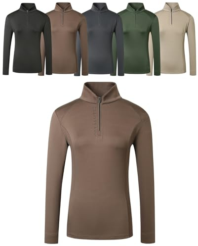 Covalliero - Damen Funktionsshirt Active | Sport Longsleeve mit Stehkragen | Langarm Sportshirt zum Reiten | atmungsaktives & leichtes Reitshirt | Reitbekleidung in Coffee | Größe XXL