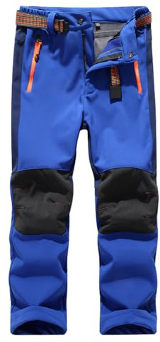 Hpbygstae Pantalones térmicos impermeables para niños y niñas, pantalones de nieve, pantalones de invierno al aire libre, pantalones de senderismo, pantalones de esquí softshell para niños, 120-130