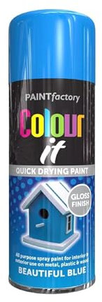 DIOXSTAR Blue Spray Paint, Gloss Finish, Quick Drying Paint, All Purpose Spray Paint for Metal, Wood, Plastic, Interior & Exterior Use, 250ml (1 PCS)