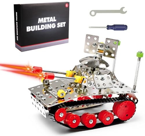 Bearbao STEM Metal Model Tank Building Kit – 193 Pcs Engineering Tank Model Kit with Tools & Manual for Kids Ages 12 and Up, DIY Assembly Construction Toy for Boys Girls, Great Gift for Kids Adults