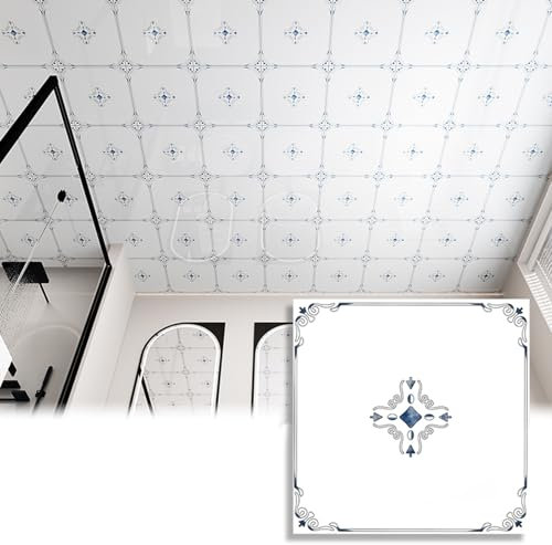 Deckenpaneele Deckenplatten Selbstklebende PVC-Deckenpaneele, 30 X 30 Cm, Dekorative Deckentapete Für Badezimmer, Dusche, Garage, Abgehängte Decke, Gewerbliche Wandverkleidung/ Vertäfelungsbrett(Style